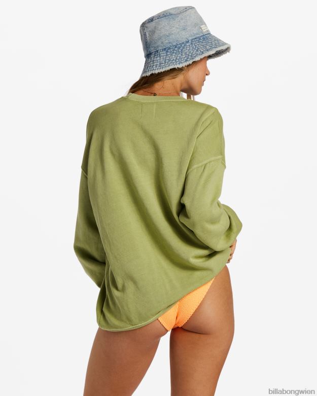 Billabong Clothing 00V682057 | Billabong Fahren Sie in einem übergroßen Sweatshirt mit Rundhalsausschnitt Weide Frauen