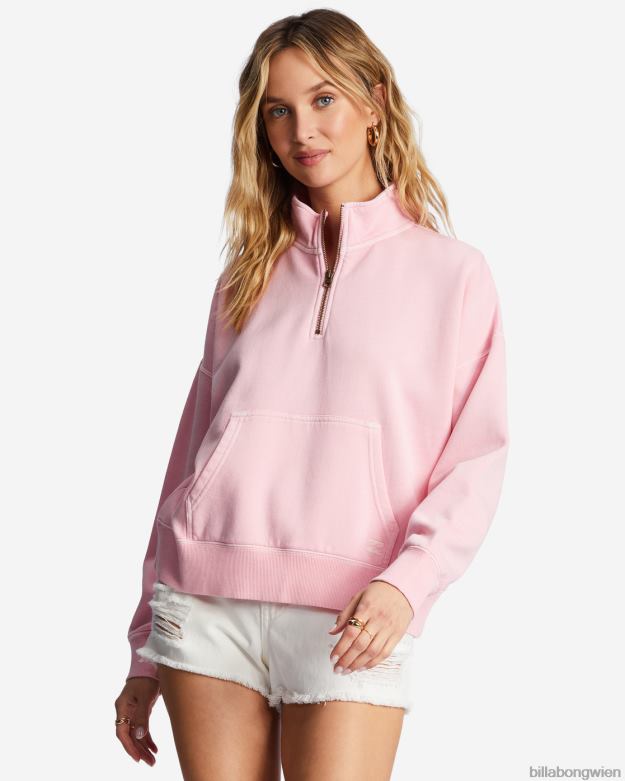 Billabong Clothing 00V682105 | Billabong Lazy Mornings Pullover-Sweatshirt mit halbem Reißverschluss zartes Rosa Frauen