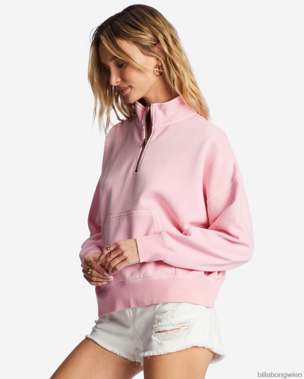 Billabong Clothing 00V682105 | Billabong Lazy Mornings Pullover-Sweatshirt mit halbem Reißverschluss zartes Rosa Frauen