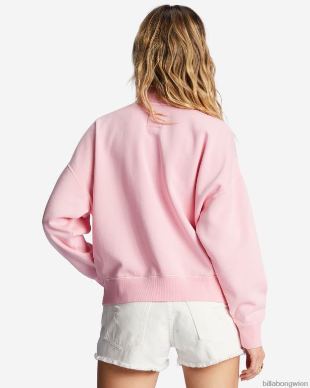 Billabong Clothing 00V682105 | Billabong Lazy Mornings Pullover-Sweatshirt mit halbem Reißverschluss zartes Rosa Frauen
