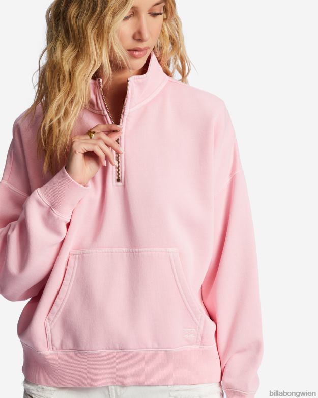 Billabong Clothing 00V682105 | Billabong Lazy Mornings Pullover-Sweatshirt mit halbem Reißverschluss zartes Rosa Frauen
