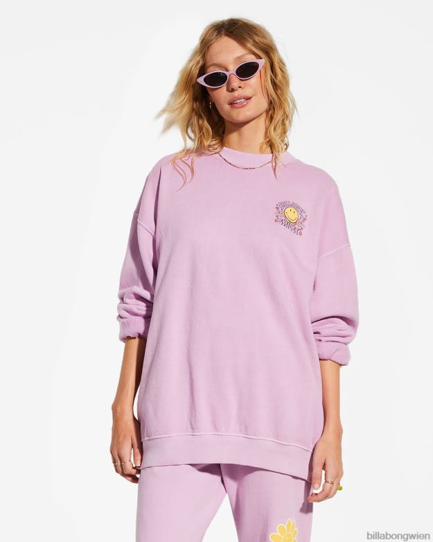 Billabong Clothing 00V682182 | Billabong Billabong x Smiley Ridin Happy Sweatshirt Dame Lavendel Frauen