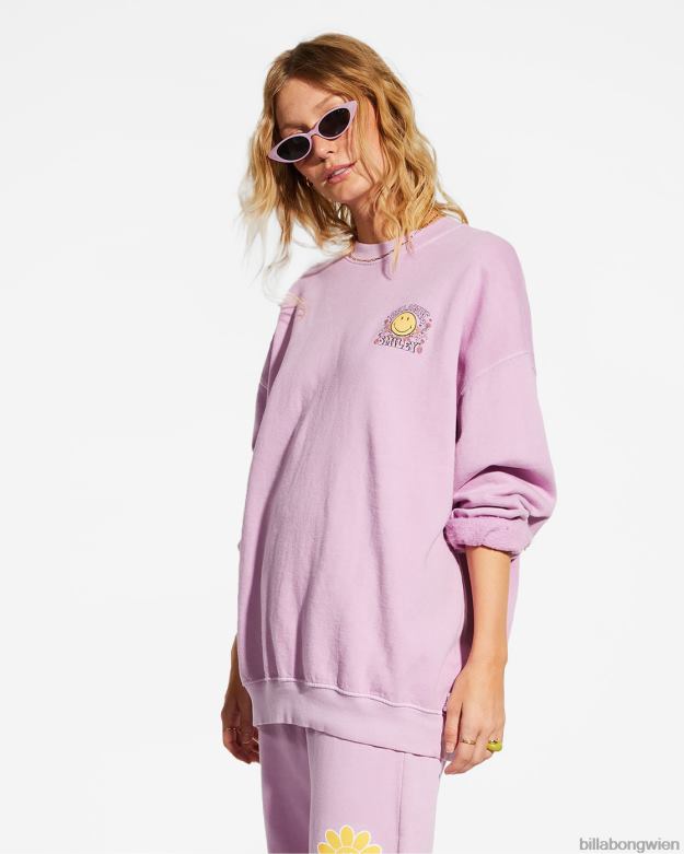 Billabong Clothing 00V682182 | Billabong Billabong x Smiley Ridin Happy Sweatshirt Dame Lavendel Frauen
