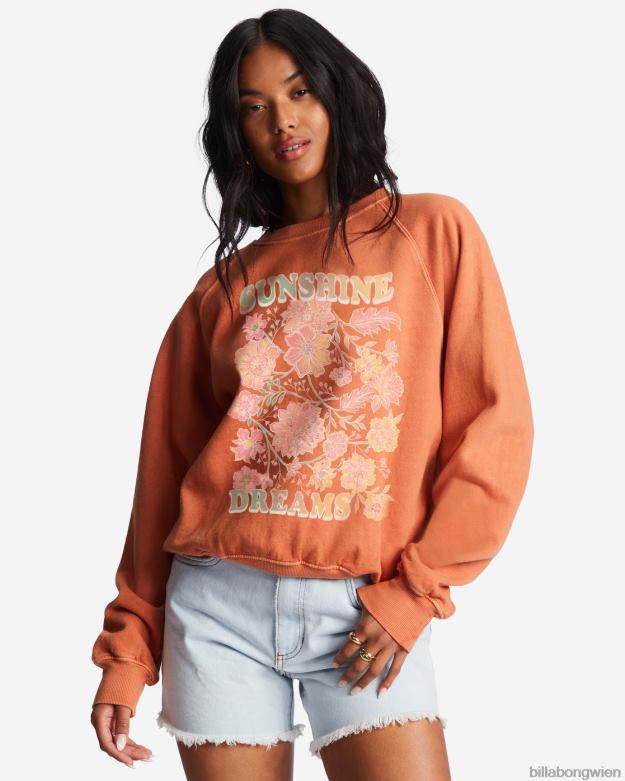 Billabong Clothing 00V682188 | Billabong Los geht's, grafisches Rundhals-Sweatshirt Ziegel Frauen