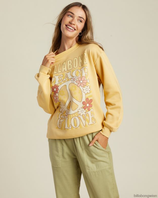Billabong Clothing 00V682212 | Billabong Peace and Love-Sweatshirt mit Rundhalsausschnitt sanfte Benommenheit Frauen