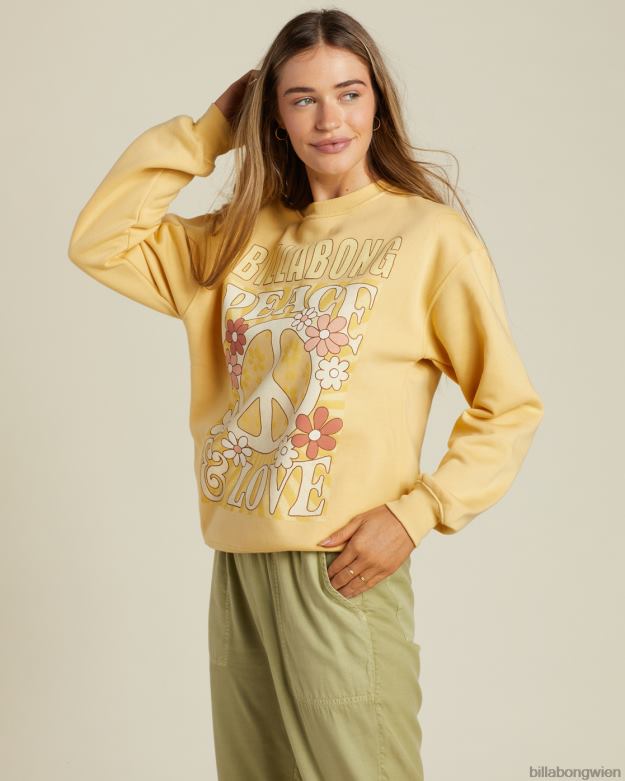 Billabong Clothing 00V682212 | Billabong Peace and Love-Sweatshirt mit Rundhalsausschnitt sanfte Benommenheit Frauen