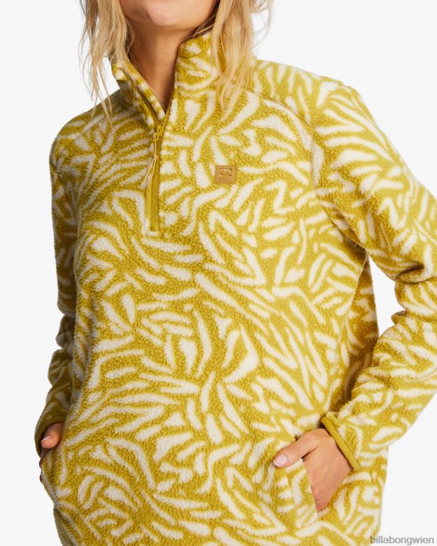 Billabong Clothing 00V682227 | Billabong A/Div Boundary Mock 3 Pullover-Sweatshirt mit halbem Reißverschluss frisches Moos Frauen
