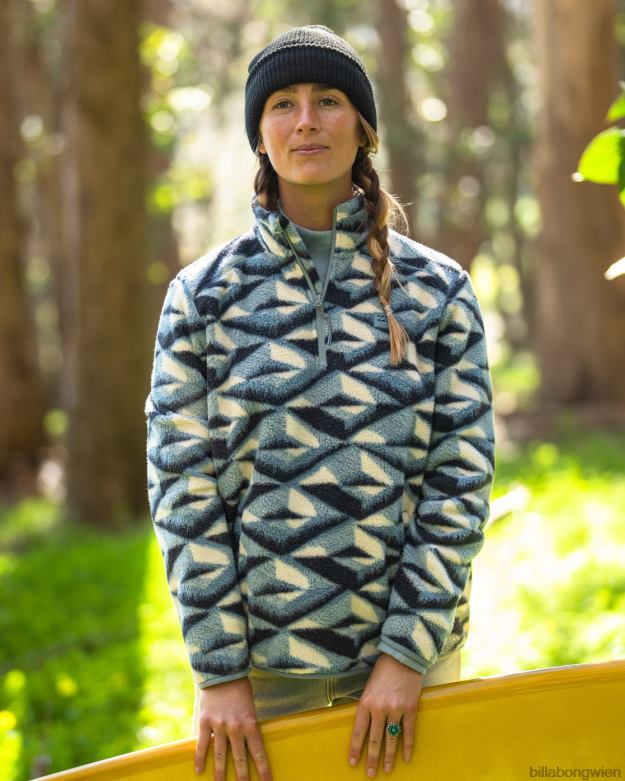 Billabong Clothing 00V682234 | Billabong A/Div Boundary Mock 3 Pullover-Sweatshirt mit halbem Reißverschluss blauer Horizont Frauen