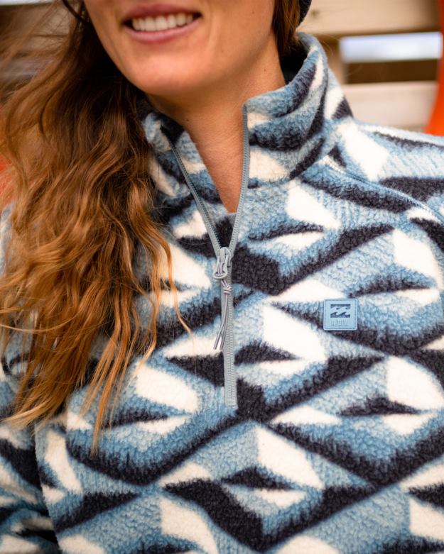 Billabong Clothing 00V682234 | Billabong A/Div Boundary Mock 3 Pullover-Sweatshirt mit halbem Reißverschluss blauer Horizont Frauen