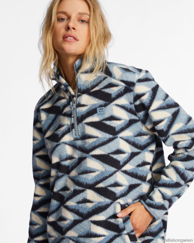 Billabong Clothing 00V682234 | Billabong A/Div Boundary Mock 3 Pullover-Sweatshirt mit halbem Reißverschluss blauer Horizont Frauen