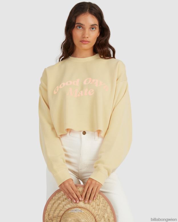 Billabong Clothing 00V682283 | Billabong „Hey Gday“, kurz geschnittenes Sweatshirt mit Rundhalsausschnitt Sonnendurchbruch Frauen