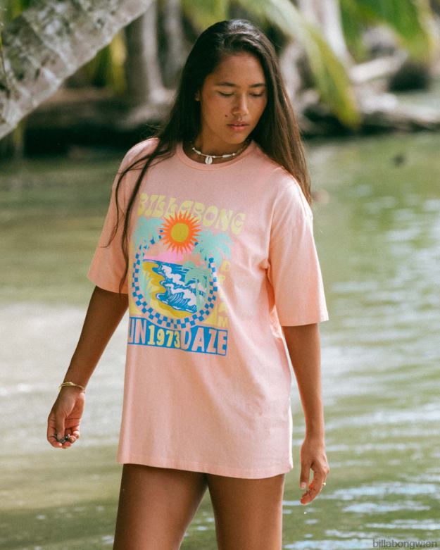 Billabong Clothing 00V681865 | Billabong Sunny Daze übergroßes T-Shirt weich und pfirsichfarben Frauen