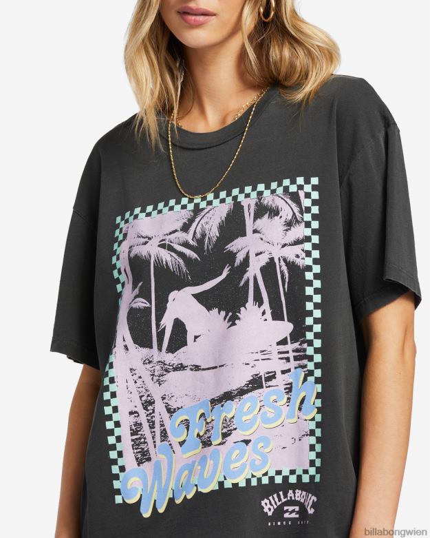 Billabong Clothing 00V681885 | Billabong Übergroßes T-Shirt mit frischen Wellen aus schwarz Frauen