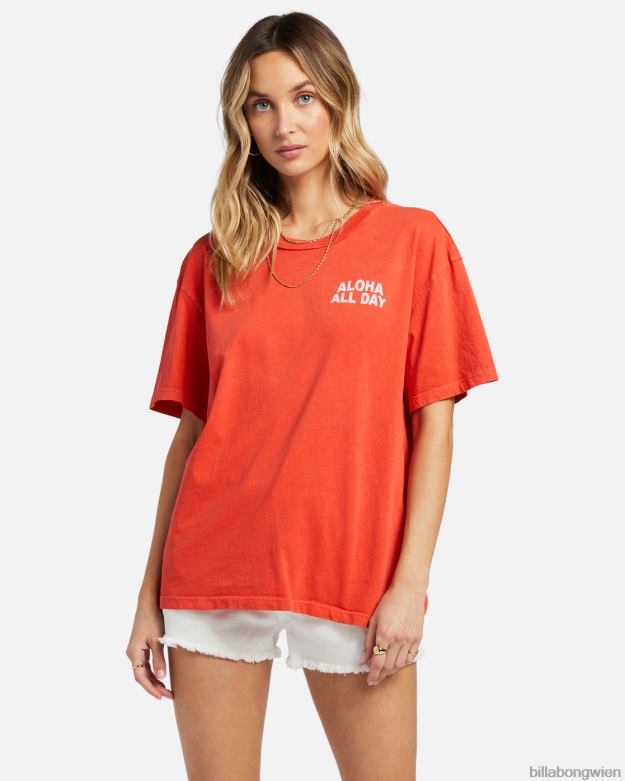 Billabong Clothing 00V681897 | Billabong Aloha den ganzen Tag übergroßes T-Shirt rotes Aloha Frauen