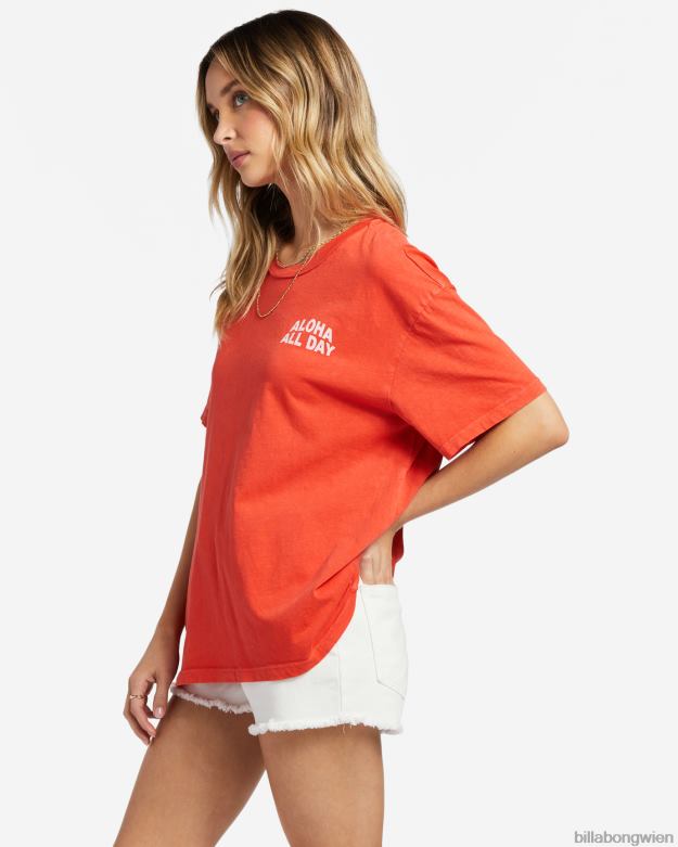 Billabong Clothing 00V681897 | Billabong Aloha den ganzen Tag übergroßes T-Shirt rotes Aloha Frauen