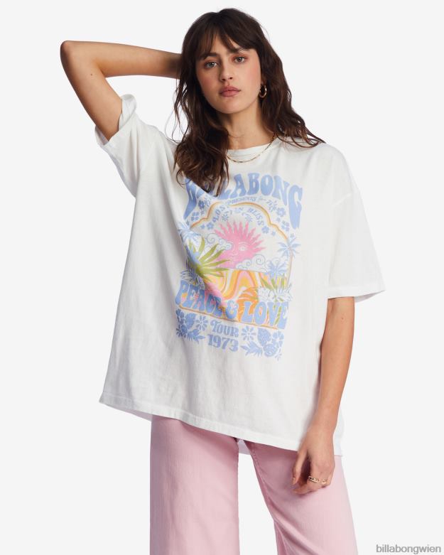 Billabong Clothing 00V681925 | Billabong Übergroßes T-Shirt mit Frieden und Liebe Salzkristall Frauen
