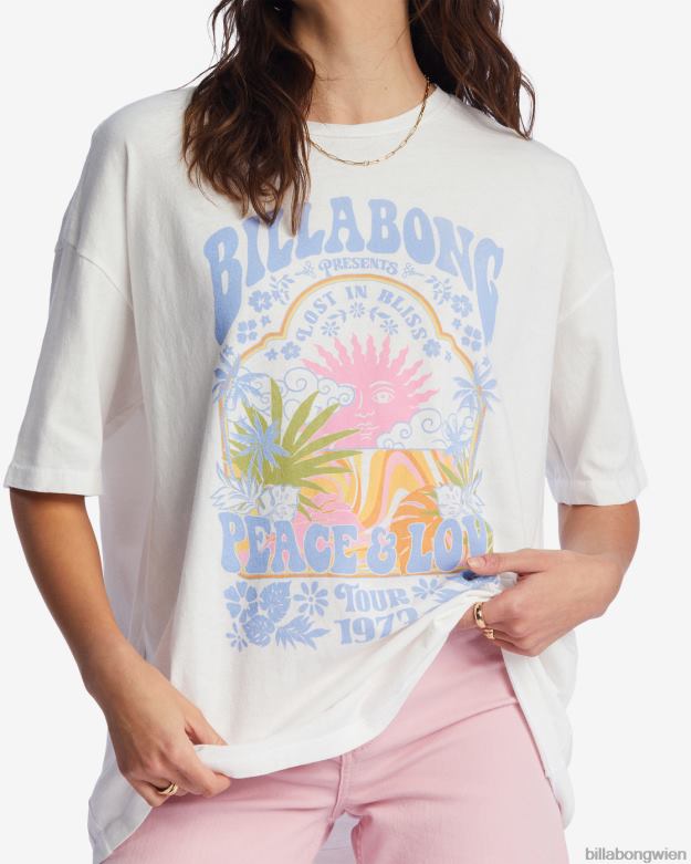 Billabong Clothing 00V681925 | Billabong Übergroßes T-Shirt mit Frieden und Liebe Salzkristall Frauen