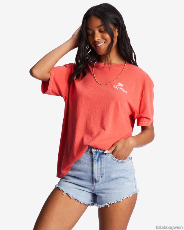 Billabong Clothing 00V681944 | Billabong La Playa übergroßes T-Shirt heller Mohn Frauen