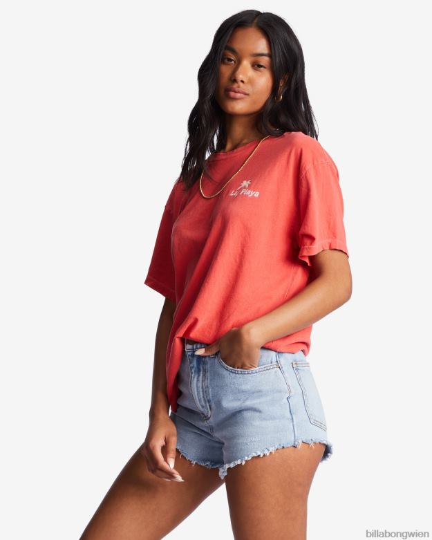 Billabong Clothing 00V681944 | Billabong La Playa übergroßes T-Shirt heller Mohn Frauen