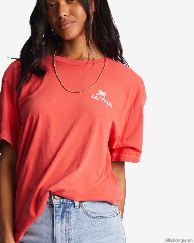 Billabong Clothing 00V681944 | Billabong La Playa übergroßes T-Shirt heller Mohn Frauen