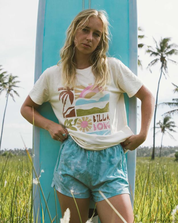Billabong Clothing 00V681949 | Billabong A/Div Tee Kurzarm-T-Shirt mit LSF 50 weiße Kappe Frauen
