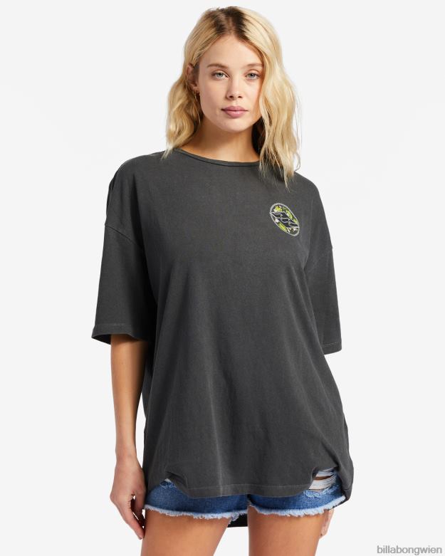 Billabong Clothing 00V682007 | Billabong Kamea Monstera Diamond übergroßes T-Shirt aus schwarz Frauen