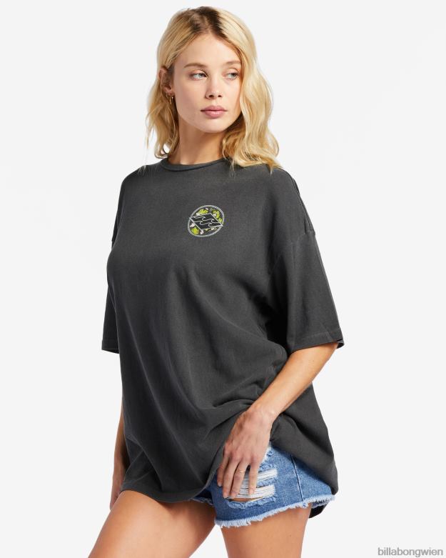 Billabong Clothing 00V682007 | Billabong Kamea Monstera Diamond übergroßes T-Shirt aus schwarz Frauen