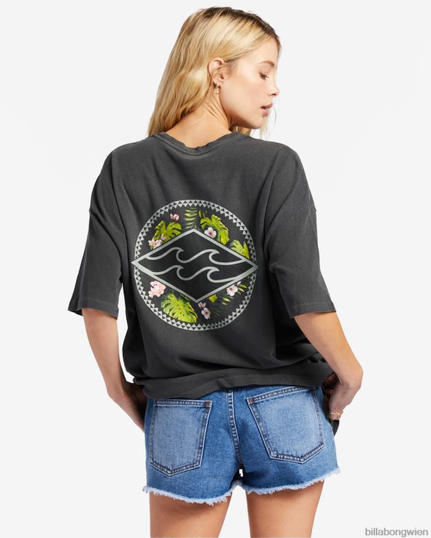 Billabong Clothing 00V682007 | Billabong Kamea Monstera Diamond übergroßes T-Shirt aus schwarz Frauen