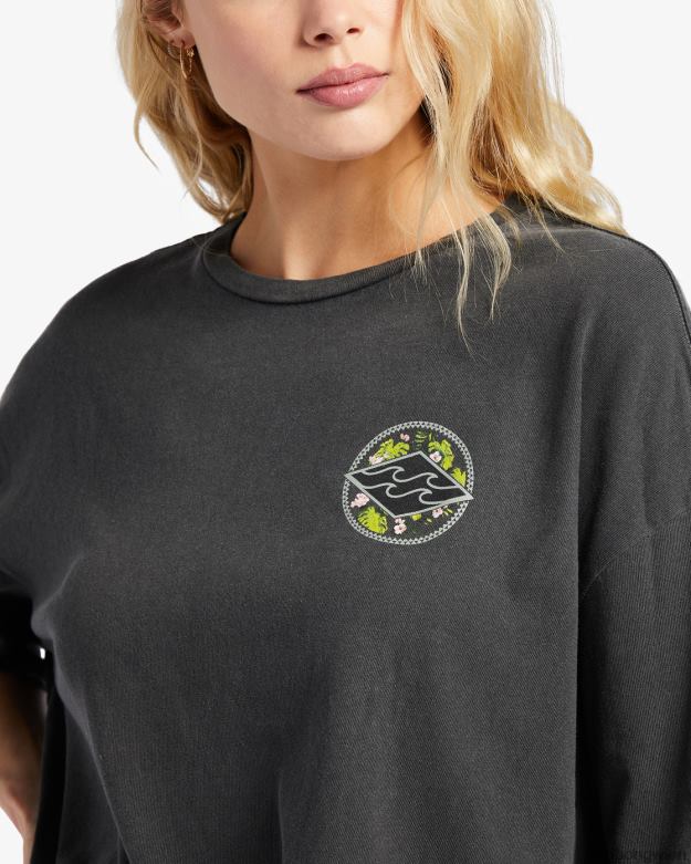Billabong Clothing 00V682007 | Billabong Kamea Monstera Diamond übergroßes T-Shirt aus schwarz Frauen