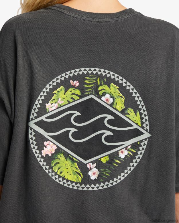 Billabong Clothing 00V682007 | Billabong Kamea Monstera Diamond übergroßes T-Shirt aus schwarz Frauen