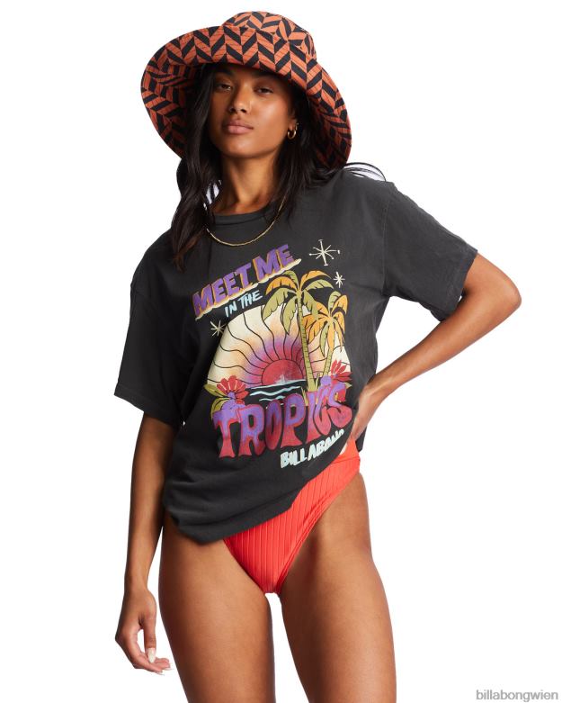 Billabong Clothing 00V682123 | Billabong Treffen Sie mich im übergroßen T-Shirt der Tropen aus schwarz Frauen