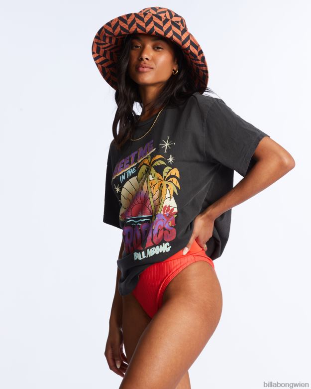 Billabong Clothing 00V682123 | Billabong Treffen Sie mich im übergroßen T-Shirt der Tropen aus schwarz Frauen