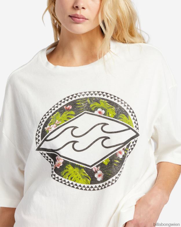 Billabong Clothing 00V682146 | Billabong Kamea Monstera Diamond übergroßes T-Shirt Salzkristall Frauen