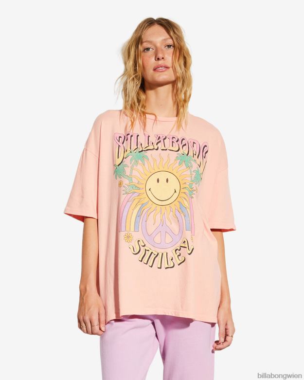 Billabong Clothing 00V682829 | Billabong Billabong x Smiley True Boy übergroßes T-Shirt Pfirsichkuss Frauen