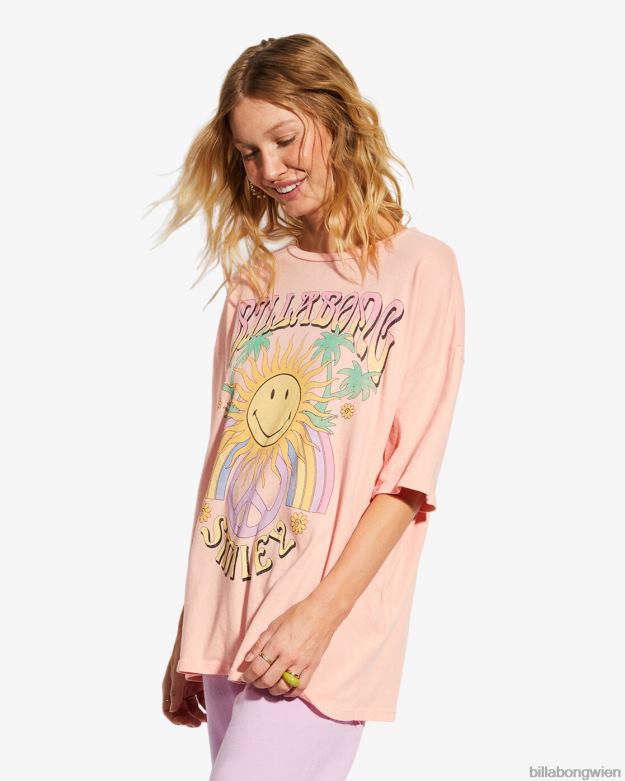 Billabong Clothing 00V682829 | Billabong Billabong x Smiley True Boy übergroßes T-Shirt Pfirsichkuss Frauen