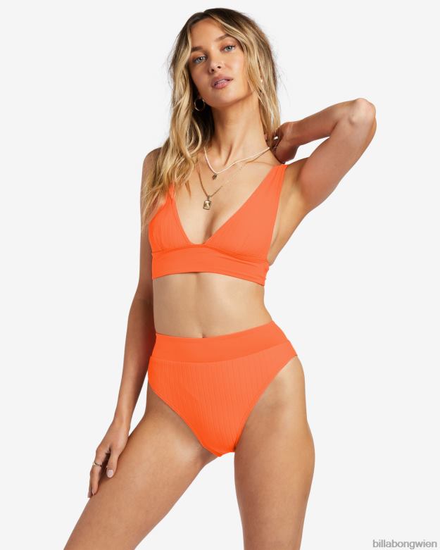 Billabong Wien 00V681232 | Billabong Bikinihose mit aufgereihtem Bund Poppin-Pfirsich Frauen