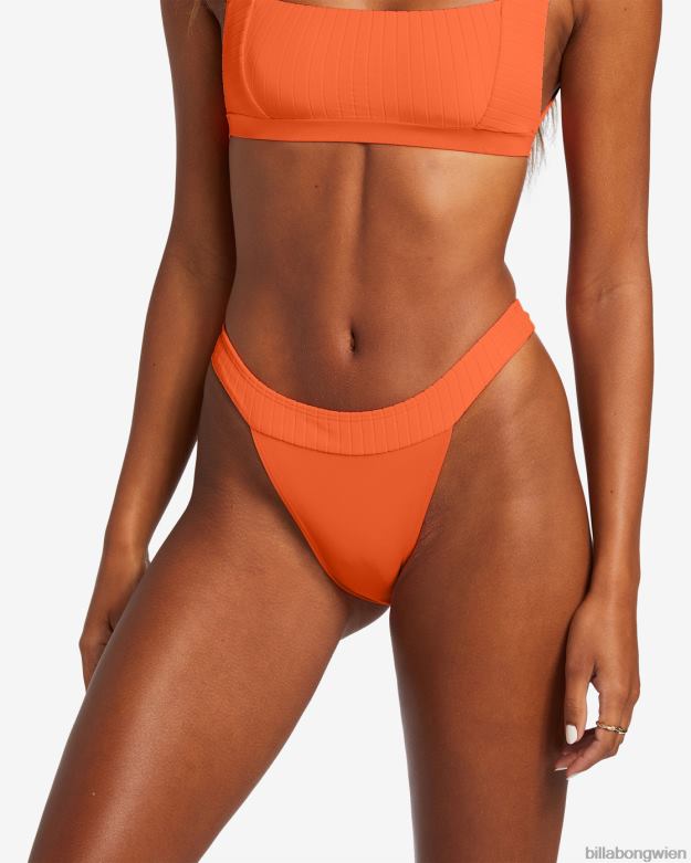 Billabong Wien 00V681234 | Billabong aufgereihte, gebänderte Hike-Bikinihose Poppin-Pfirsich Frauen