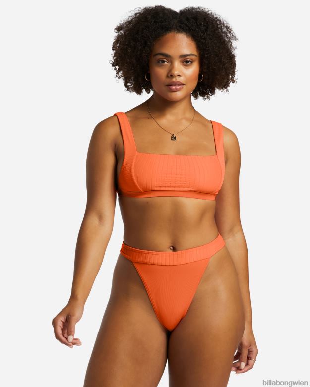 Billabong Wien 00V681234 | Billabong aufgereihte, gebänderte Hike-Bikinihose Poppin-Pfirsich Frauen