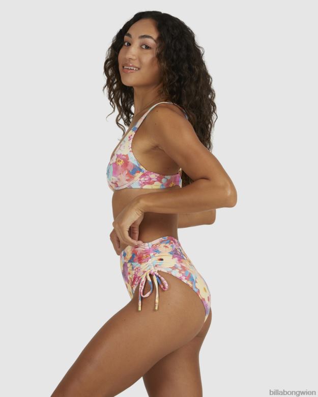 Billabong Wien 00V681518 | Billabong Summer Bliss geraffte Retro-Bikinihose Rot Frauen