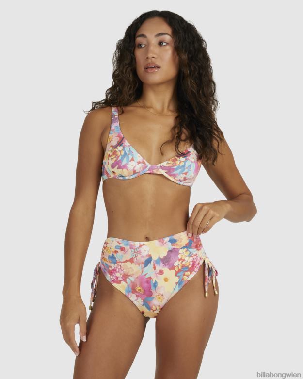 Billabong Wien 00V681518 | Billabong Summer Bliss geraffte Retro-Bikinihose Rot Frauen