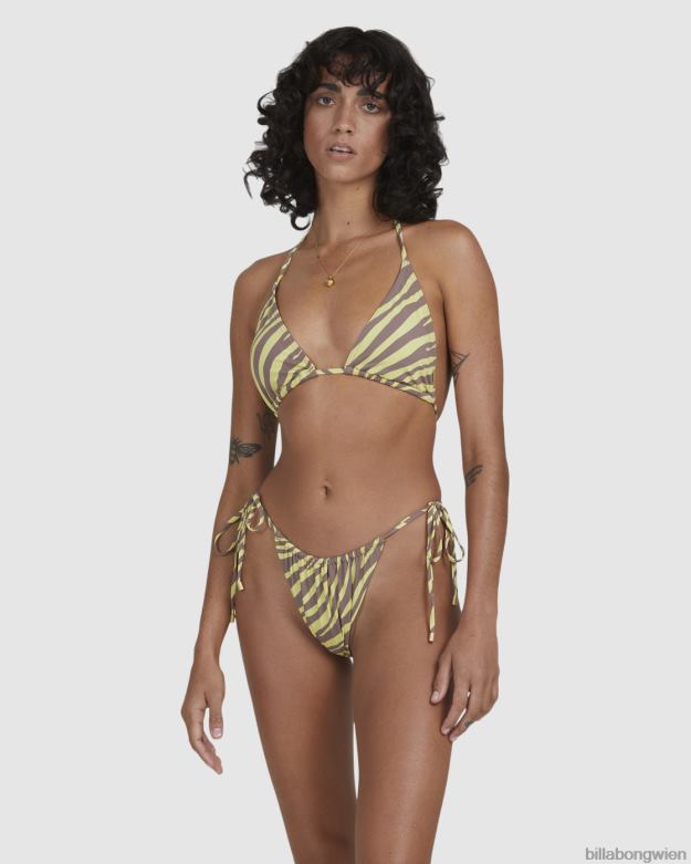 Billabong Wien 00V681656 | Billabong Seitlich gebundene Bikinihose mit flachen Strahlen und Glöckchen Gelb Frauen