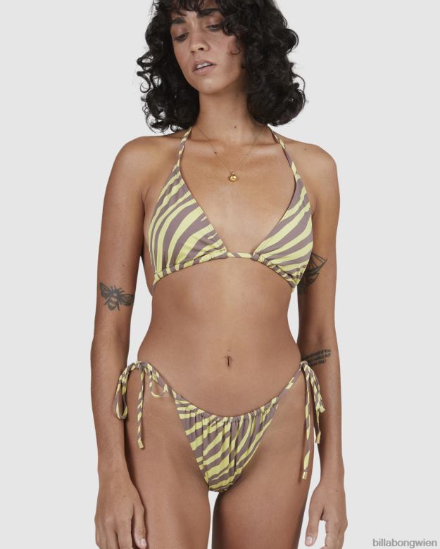 Billabong Wien 00V681656 | Billabong Seitlich gebundene Bikinihose mit flachen Strahlen und Glöckchen Gelb Frauen