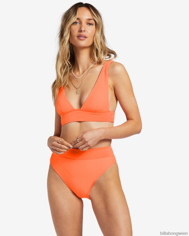 Billabong Wien 00V681231 | Billabong Gereihtes Remi-Triangel-Bikinioberteil mit tiefem Ausschnitt Poppin-Pfirsich Frauen