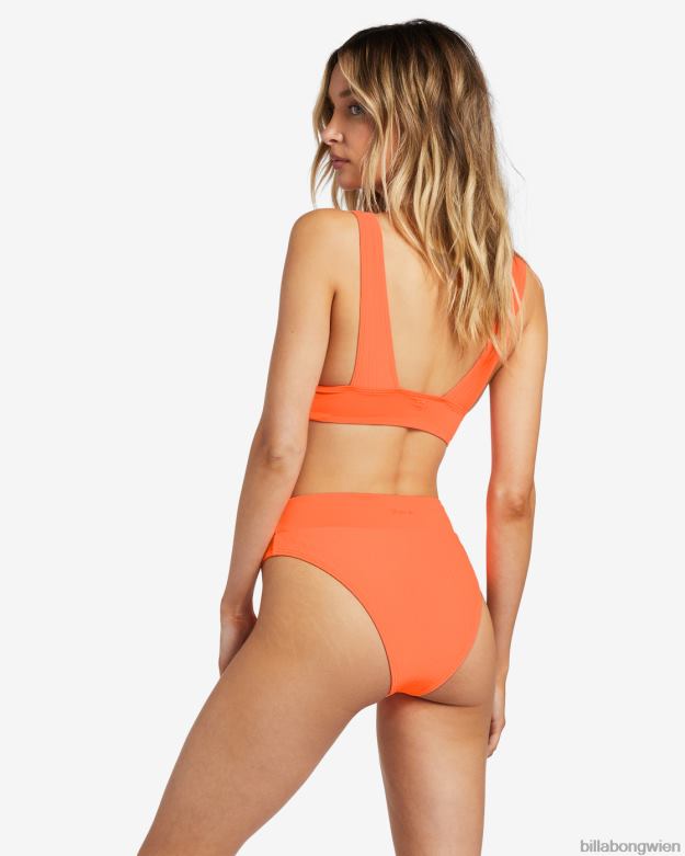 Billabong Wien 00V681231 | Billabong Gereihtes Remi-Triangel-Bikinioberteil mit tiefem Ausschnitt Poppin-Pfirsich Frauen