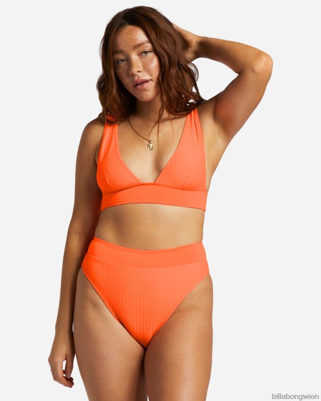 Billabong Wien 00V681231 | Billabong Gereihtes Remi-Triangel-Bikinioberteil mit tiefem Ausschnitt Poppin-Pfirsich Frauen