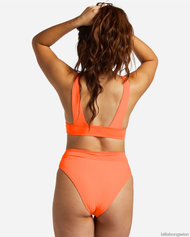 Billabong Wien 00V681231 | Billabong Gereihtes Remi-Triangel-Bikinioberteil mit tiefem Ausschnitt Poppin-Pfirsich Frauen