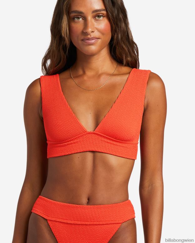Billabong Wien 00V681254 | Billabong Sommer-Bikinioberteil mit hohem Ausschnitt rotes Aloha Frauen