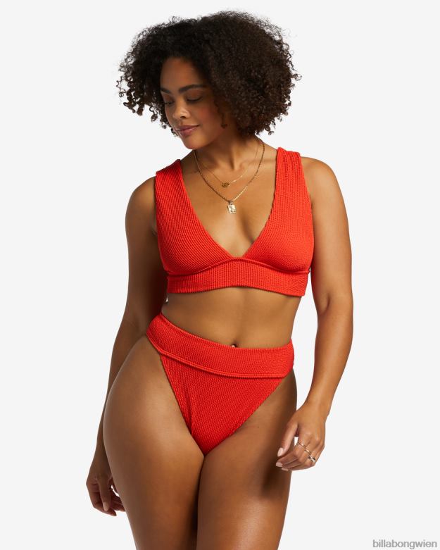 Billabong Wien 00V681254 | Billabong Sommer-Bikinioberteil mit hohem Ausschnitt rotes Aloha Frauen