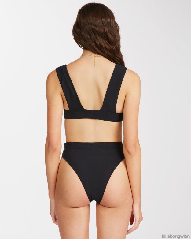 Billabong Wien 00V681331 | Billabong Sol Searcher tiefes Bikinioberteil mit V-Ausschnitt schwarzer Kieselstein Frauen