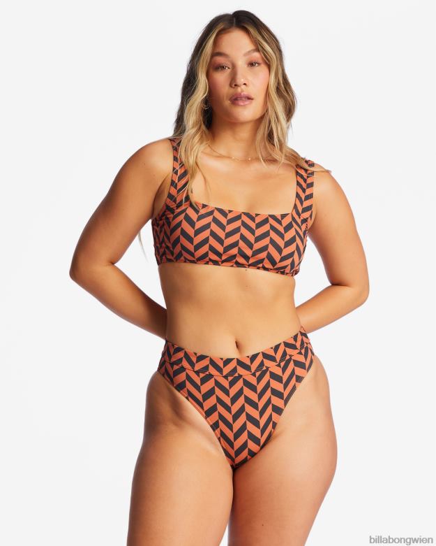 Billabong Wien 00V681479 | Billabong Tank-Bikinioberteil mit überkreuzten Stufen und eckigem Ausschnitt Ziegel Frauen